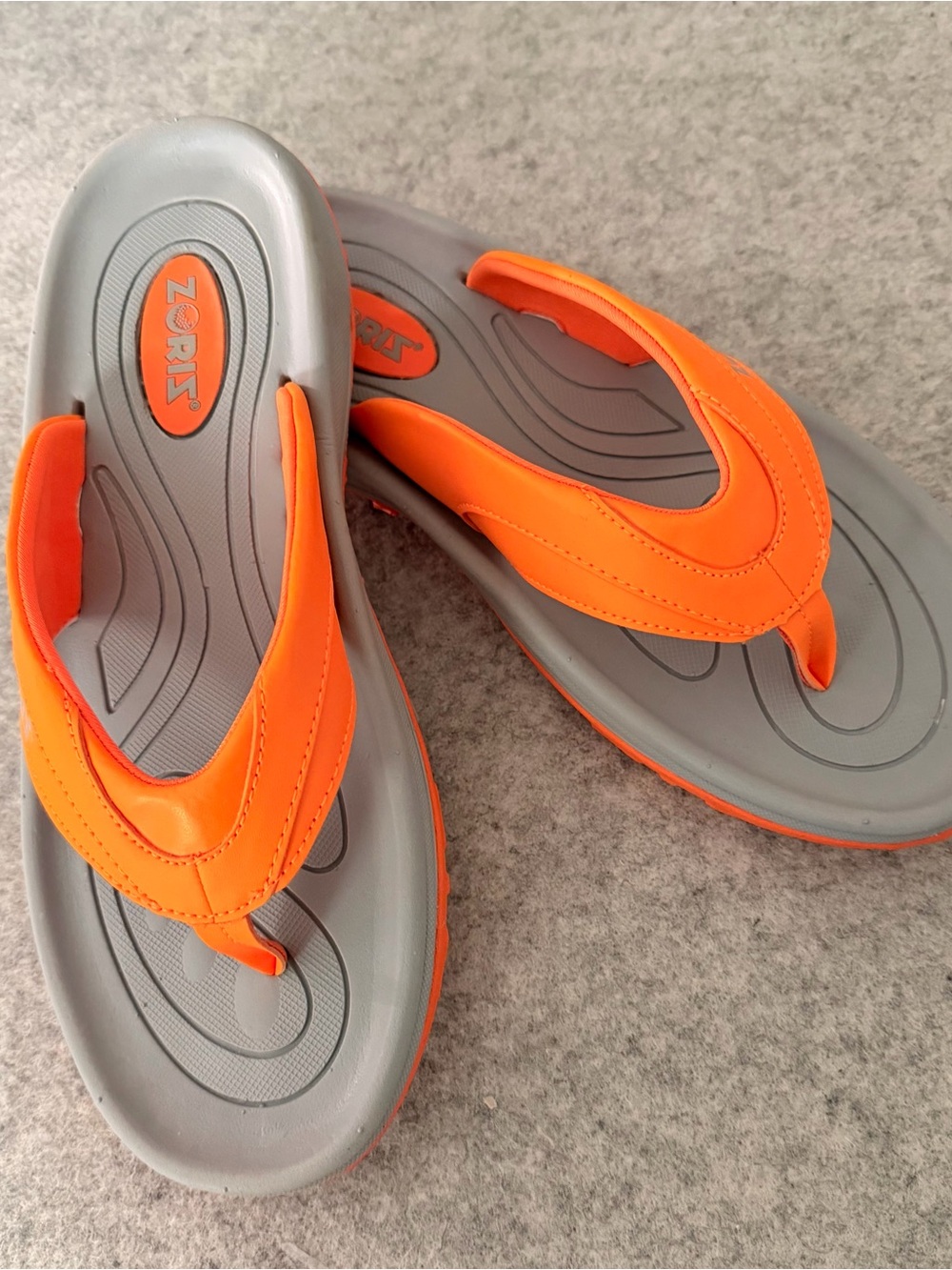Men's Golf Athletic Flip Flop Sandal - Size 10 Orange/Gray